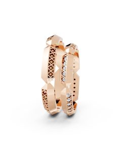 Nhẫn cưới A166 màu vàng hồng Rose Gold phong cách trẻ trung, nổi bật