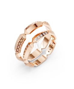 Nhẫn cưới A166 màu vàng hồng Rose Gold họa tiết ấn tượng, cá tính
