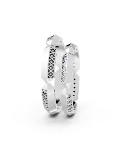 Nhẫn cưới A166 màu vàng trắng White Gold vàng sáng bóng, thiết kế trẻ trung