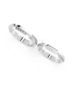 Nhẫn cưới A166 màu vàng trắng White Gold vàng sáng, đường nét sắc sảo, tinh tế