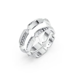 Nhẫn cưới A166 màu vàng trắng White Gold kiểu dáng hiện đại, nổi bật