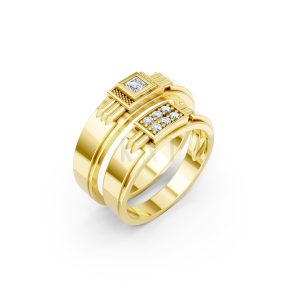 Nhẫn cưới A168 màu Vàng Gold thiết kế tinh tế, sang trọng