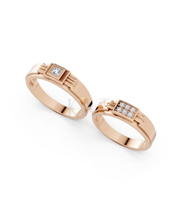 Nhẫn cưới A168 màu vàng hồng Rose Gold phong cách trẻ trung, nổi bật