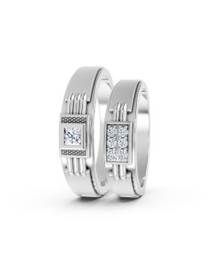 Nhẫn cưới A168 màu vàng trắng White Gold vàng sáng, đường nét sắc sảo, tinh tế