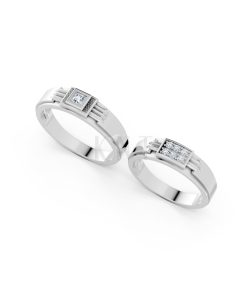 Nhẫn cưới A168 màu vàng trắng White Gold kiểu dáng cá tính, hiện đại