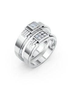 Nhẫn cưới A168 màu vàng trắng White Gold kiểu dáng hiện đại, nổi bật