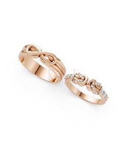 Nhẫn cưới A169 màu vàng hồng Rose Gold thiết kế đối xứng, phong cách, ấn tượng