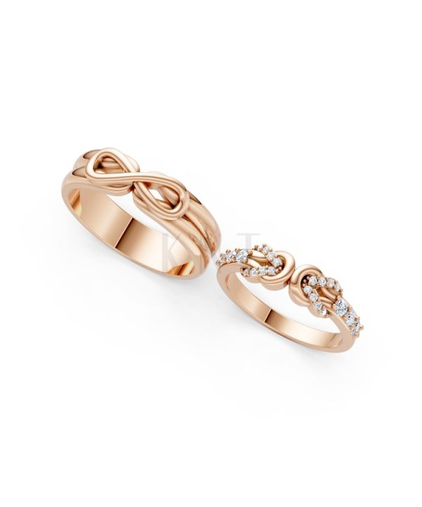 Nhẫn cưới A169 màu vàng hồng Rose Gold thiết kế đối xứng, phong cách, ấn tượng