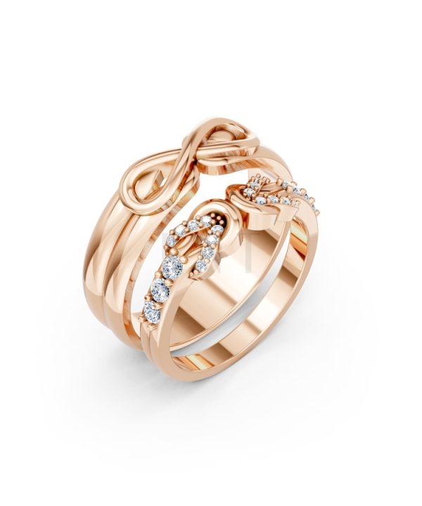 Nhẫn cưới A169 màu vàng hồng Rose Gold họa tiết ấn tượng, cá tính