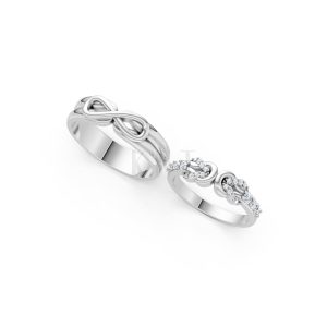 Nhẫn cưới A169 màu vàng trắng White Gold vàng sáng bóng, thiết kế trẻ trung