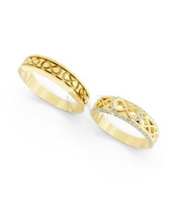 Nhẫn cưới A172 màu Vàng Gold thiết kế phá cách, sang trọng