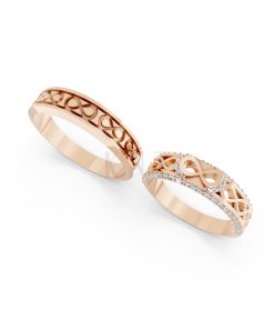 Nhẫn cưới A172 màu vàng hồng Rose Gold thiết kế đối xứng, phong cách, ấn tượng