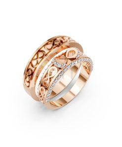 Nhẫn cưới A172 màu vàng hồng Rose Gold họa tiết ấn tượng, cá tính