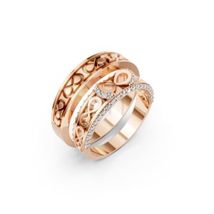 Nhẫn cưới A172 màu vàng hồng Rose Gold họa tiết ấn tượng, cá tính