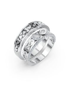 Nhẫn cưới A172 màu vàng trắng White Gold kiểu dáng hiện đại, nổi bật