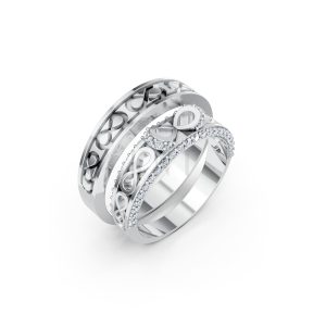 Nhẫn cưới A172 màu vàng trắng White Gold kiểu dáng hiện đại, nổi bật