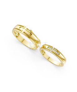 Nhẫn cưới A174 màu Vàng Gold thiết kế phá cách, sang trọng