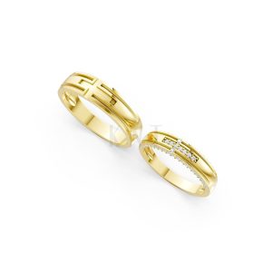 Nhẫn cưới A174 màu Vàng Gold thiết kế phá cách, sang trọng