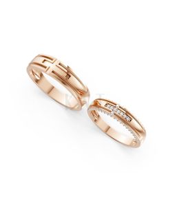 Nhẫn cưới A174 màu vàng hồng Rose Gold phong cách trẻ trung, nổi bật