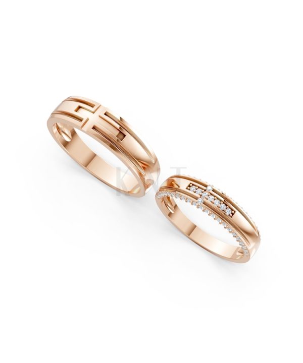 Nhẫn cưới A174 màu vàng hồng Rose Gold phong cách trẻ trung, nổi bật