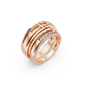 Nhẫn cưới A174 màu vàng hồng Rose Gold họa tiết ấn tượng, cá tính