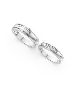 Nhẫn cưới A174 màu vàng trắng White Gold kiểu dáng cá tính, hiện đại