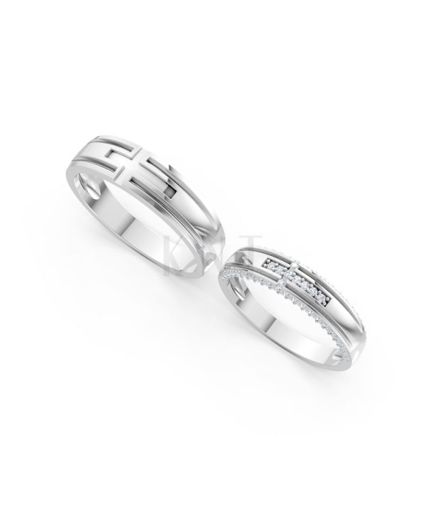 Nhẫn cưới A174 màu vàng trắng White Gold kiểu dáng cá tính, hiện đại