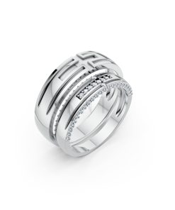 Nhẫn cưới A174 màu vàng trắng White Gold kiểu dáng hiện đại, nổi bật