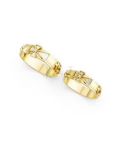 Nhẫn cưới A175 màu Vàng Gold thiết kế phá cách, sang trọng