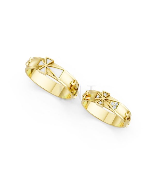 Nhẫn cưới A175 màu Vàng Gold thiết kế phá cách, sang trọng