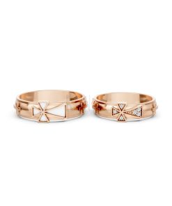 Nhẫn cưới A175 màu vàng hồng Rose Gold thiết kế đối xứng, phong cách, ấn tượng