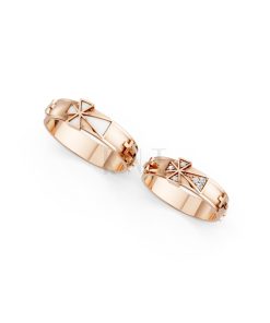 Nhẫn cưới A175 màu vàng hồng Rose Gold vàng đẹp, họa tiết hình học, độc đáo