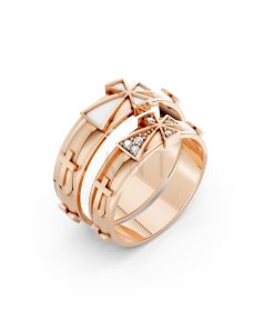 Nhẫn cưới A175 màu vàng hồng Rose Gold họa tiết ấn tượng, cá tính