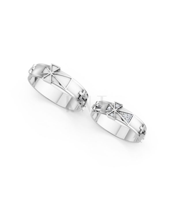 Nhẫn cưới A175 màu vàng trắng White Gold kiểu dáng cá tính, hiện đại