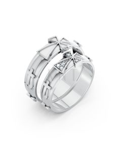 Nhẫn cưới A175 màu vàng trắng White Gold kiểu dáng hiện đại, nổi bật