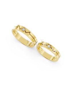 Nhẫn cưới A182 màu Vàng Gold thiết kế phá cách, sang trọng