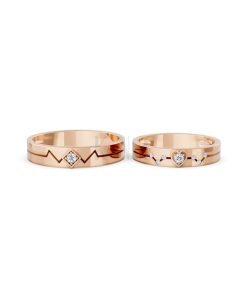 Nhẫn cưới A182 màu vàng hồng Rose Gold thiết kế đối xứng, phong cách, ấn tượng