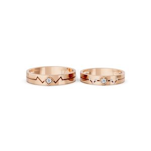 Nhẫn cưới A182 màu vàng hồng Rose Gold thiết kế đối xứng, phong cách, ấn tượng
