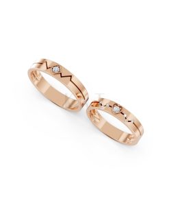 Nhẫn cưới A182 màu vàng hồng Rose Gold phong cách trẻ trung, nổi bật