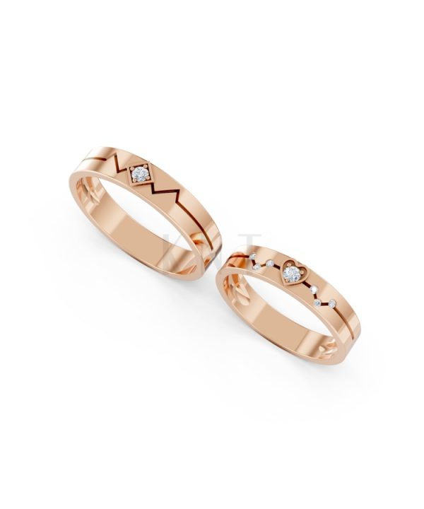 Nhẫn cưới A182 màu vàng hồng Rose Gold phong cách trẻ trung, nổi bật