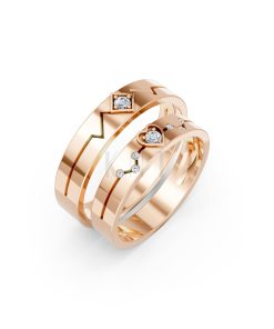 Nhẫn cưới A182 màu vàng hồng Rose Gold họa tiết ấn tượng, cá tính