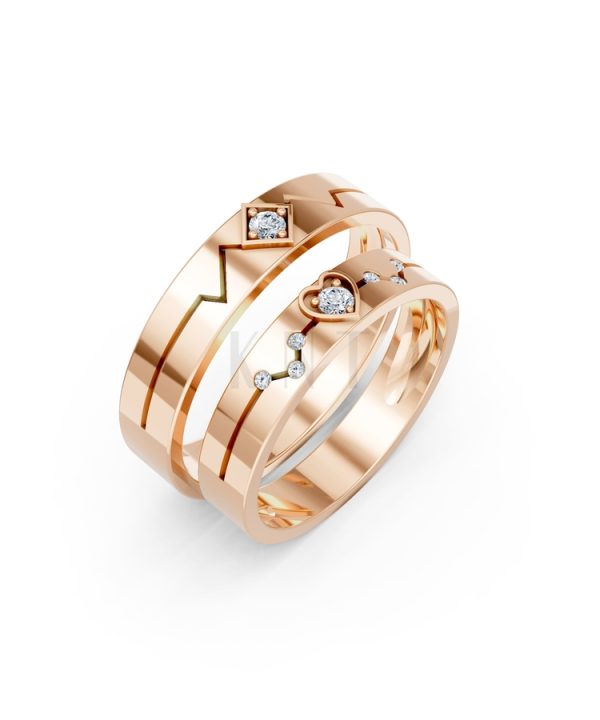 Nhẫn cưới A182 màu vàng hồng Rose Gold họa tiết ấn tượng, cá tính