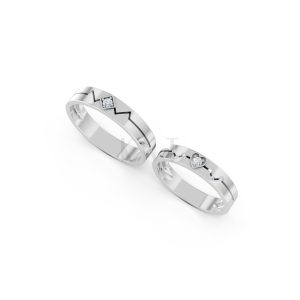 Nhẫn cưới A182 màu vàng trắng White Gold vàng sáng bóng, thiết kế trẻ trung