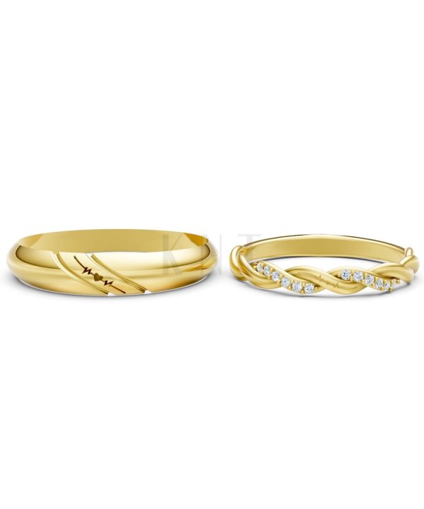 Nhẫn cưới A185 màu Vàng Gold vàng 10K/14K/18K/607 cao cấp, thanh lịch