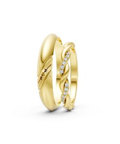 Nhẫn cưới A185 màu Vàng Gold thiết kế phá cách, sang trọng
