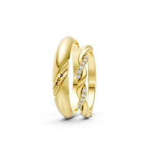 Nhẫn cưới A185 màu Vàng Gold thiết kế phá cách, sang trọng