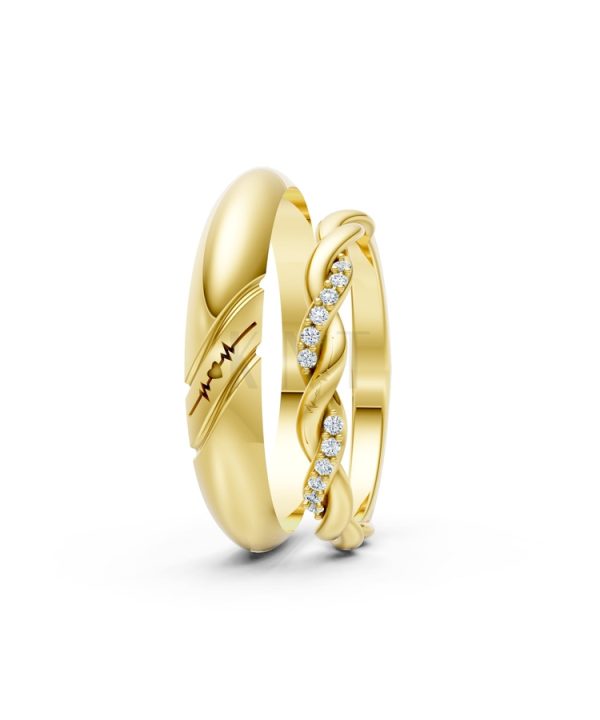 Nhẫn cưới A185 màu Vàng Gold thiết kế phá cách, sang trọng