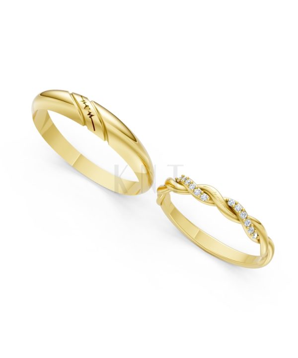 Nhẫn cưới A185 màu Vàng Gold thiết kế tinh xảo, độc đáo