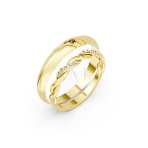 Nhẫn cưới A185 màu Vàng Gold thiết kế tinh tế, sang trọng