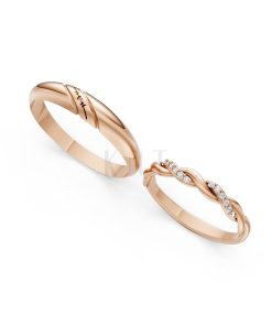 Nhẫn cưới A185 màu vàng hồng Rose Gold phong cách trẻ trung, nổi bật